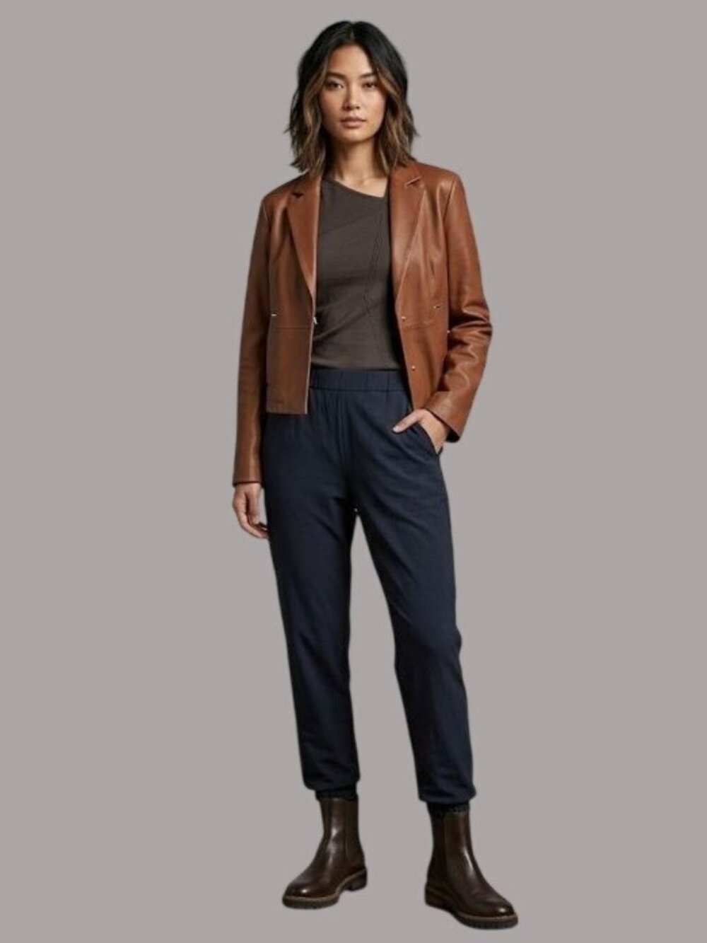 Scanlan Theodore Navy Blue Silk-Blend Relaxed Tapered Pants - Picture 3 of 14